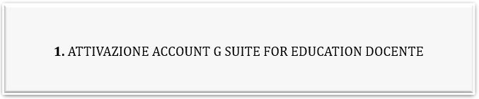 1 Attivazione account G Suite for Education Docente