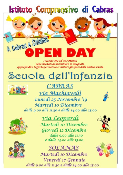 Locandina Open Day Infanzia 2019.2020 Piccola