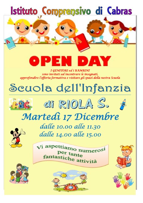 Locandina Open Day Infanzia RIOLA 2019.2020 Piccola