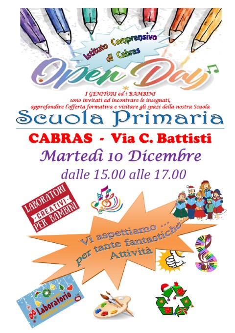 Locandina Open Day Primaria.CABRAS 2019.2020 Piccola